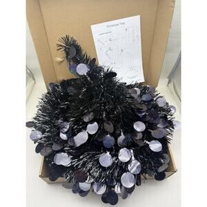 5 ft Black Curved Top Halloween Tree Artificial Crooked Neck Hinged Spruce *read